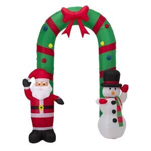 Santa and Snowman 8FT Archway Inflatable Christmas Yard Outdoor Decor LED New